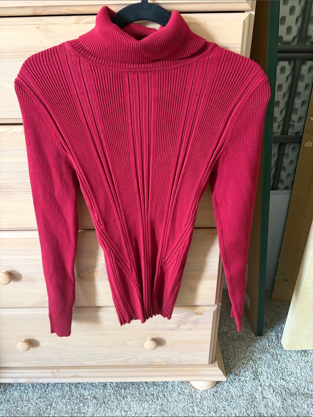 White House Black Market Ribbed Red Turtleneck Sweater